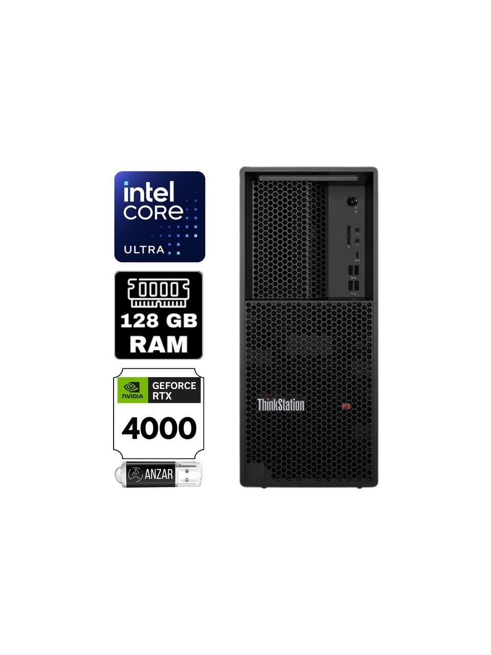 LENOVO 30HT004JTR WS P3 V2 ULTRA-9 285K 24C 128GB 5600MHz RAM 1TB SSD NVIDIA RTX4000ADA 20GB W11 PRO Masaüstü Bilgisayar