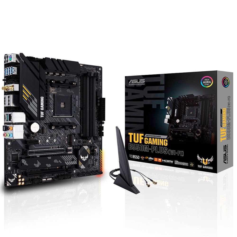 ASUS TUF GAMING B550M-PLUS (WI-FI) AMD B550 AM4 DDR4 4400 DP HDMI Çift M2 USB3.2 AX WiFi + BT ARGB 2.5Gbit LAN mATX PCIe 4.0 ECC RAM Desteği