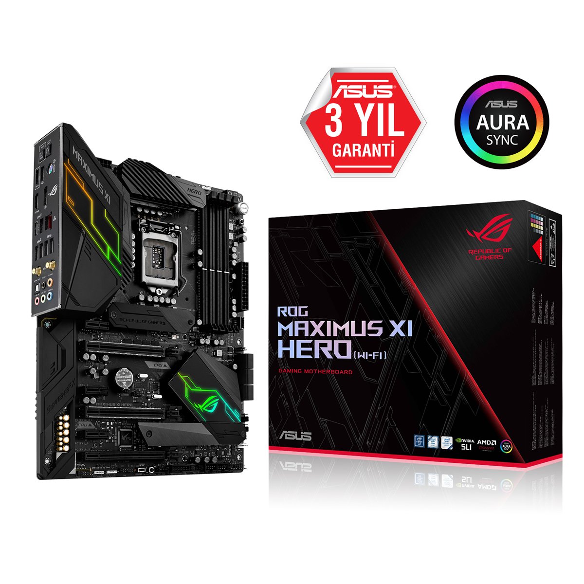 ASUS ROG MAXIMUS XI HERO (WI-FI) INTEL Z390 LGA1151 DDR4 4400 DP HDMI ÇİFT M2 USB3.1 AURA RGB ATX ANAKART