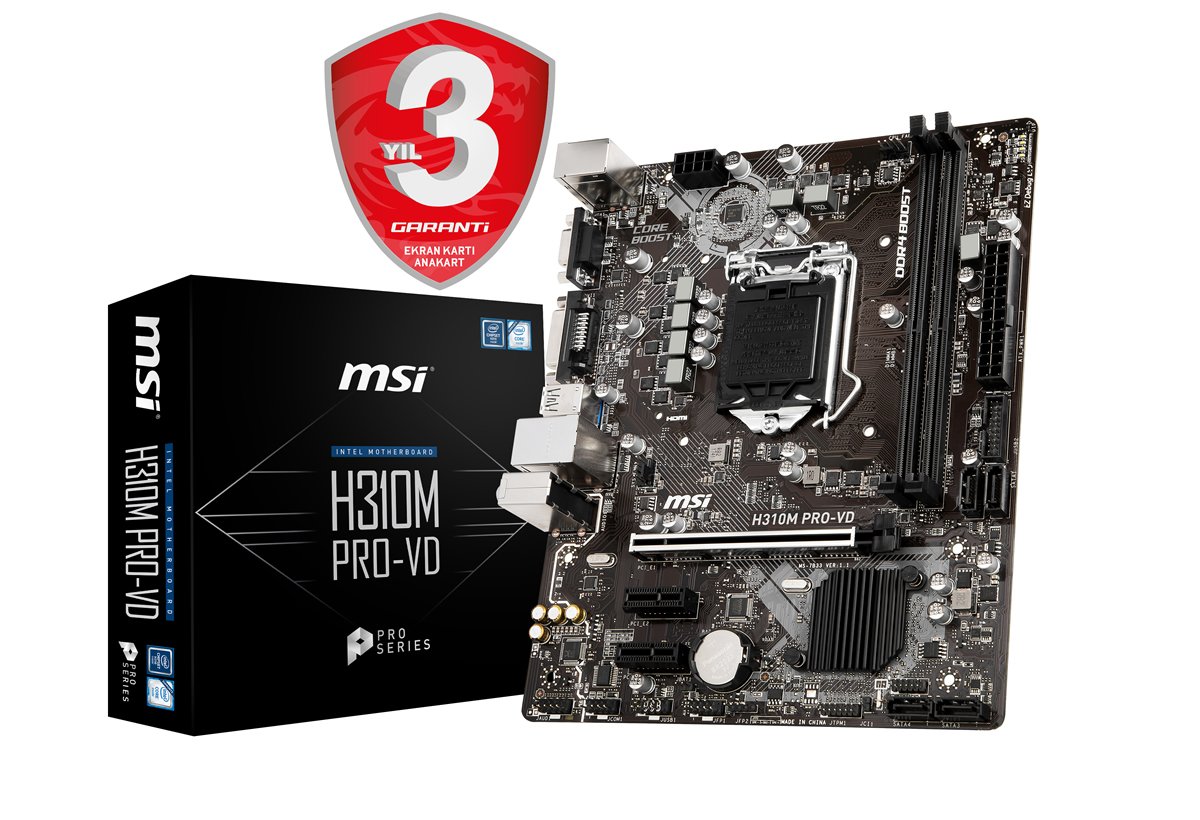 MSI H310M PRO-VD SOKET 1151 DDR4 2666 DVI VGA USB3.1 mATX
