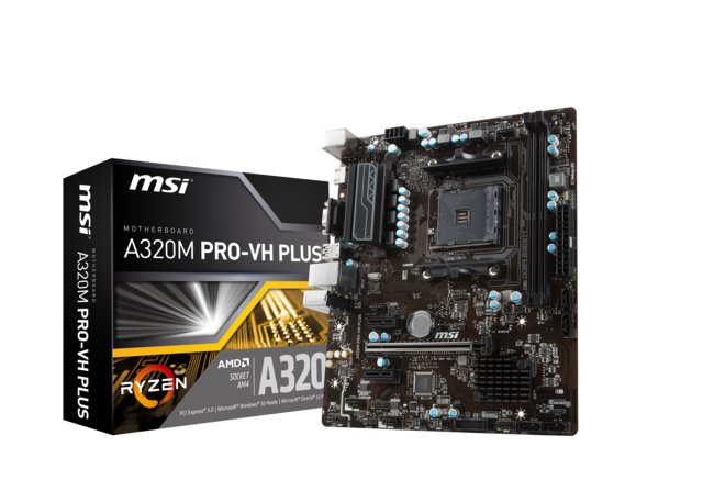 MSI A320M PRO-VH PLUS AM4 DDR4 3200(OC) HDMI VGA USB3.1 mATX