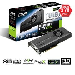 ASUS Turbo GeForce GTX 1080 8GB GDDR5X 256BIT DVI 2HDMI 2DP EKRAN KARTI
