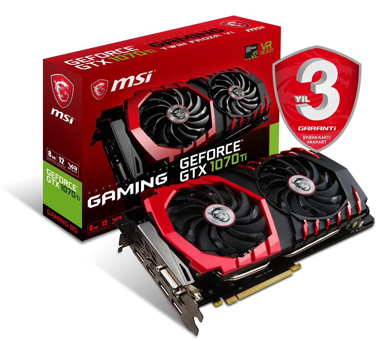 MSI VGA GEFORCE GTX 1070 TI GAMING 8G GTX1070 8GB GDDR5 256B DX12 PCIE 3.0 X16 (1XDVI 1XHDMI 3XDP)