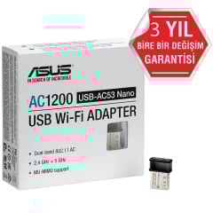 Asus USB-AC53 Nano AC1200 Çift Bant 802.11ac Usb Kablosuz Ağ Ada(KUTU HAFİF DEFORMEDİR)