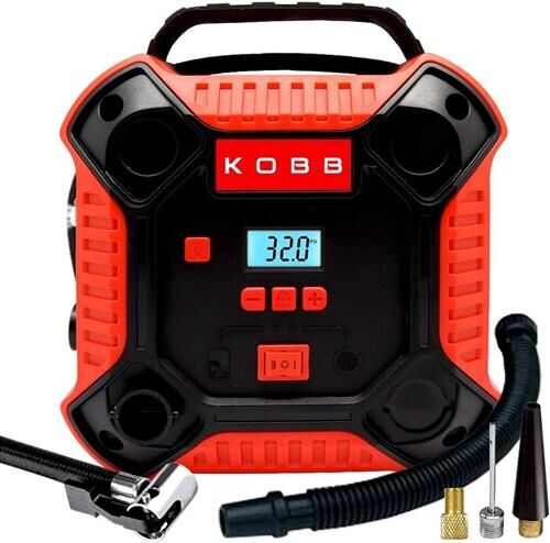 KOBB KB250 12VOLT 160 Psi Dijital Basınç Göstergeli Lastik & Yatak Şişirme Pompası, Kırmızı/