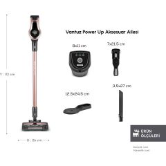 Karaca Vantuz Power Up 15 W Dikey Süpürge Rosegold