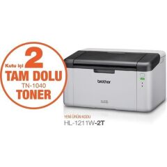 Brother HL-1211W-2T Mono Lazer Usb/wıfı A4 Yazıcı 2 Tam Dolu Tonerli