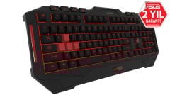 ASUS CERBERUS MKII OYUNCU KLAVYE - RENKLİ LED AYDİNLATMA, SIVIYA DAYANIKLI, TÜRKÇE TUŞ DİZİLİMİ, SİYAH RENK