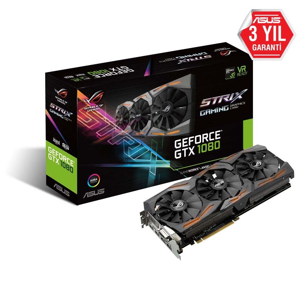 ASUS ROG Strix GeForce GTX 1080 Advanced edition 8GB GDDR5X 256BIT DVI 2HDMI 2DP EKRAN KARTI