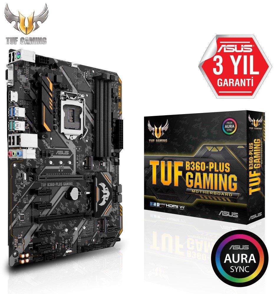 ASUS TUF B360-PLUS GAMING INTEL B360 LGA1151 DDR4 2666 HDMI VGA M2 USB3.1 AURA RGB ATX