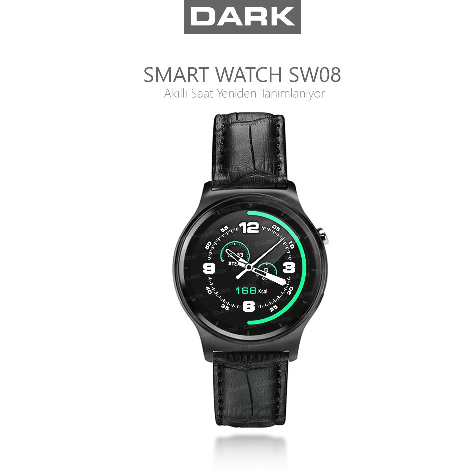 Dark SW08 SMART DESİGN ANDROID ve IOS UYUMLU AKILLI SAAT (SİYAH DERİ KAYIŞ)