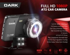 Dark AT2 ÇİFT KAMERALI 12MP 1080p (ÖN) 480p (ARKA) 170° GENİŞ AÇILI 4 İNÇ LCD EKRANLI ARAÇ İÇİ KAMERA