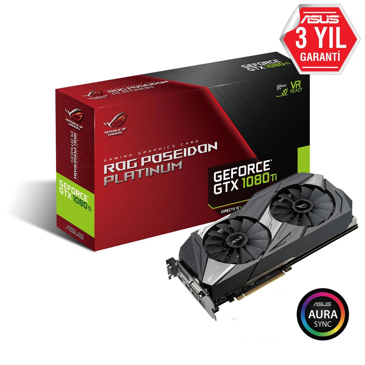 ASUS ROG POSEIDON GeForce GTX 1080 Ti P11G-GAMING GDDR5X DVI 2HDMI 2DP EKRAN KARTI