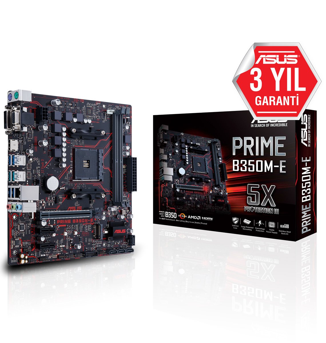 ASUS PRIME B350M-E AMD AM4 B350 USB3.1 MAX.32G DDR4 MATX ANAKART