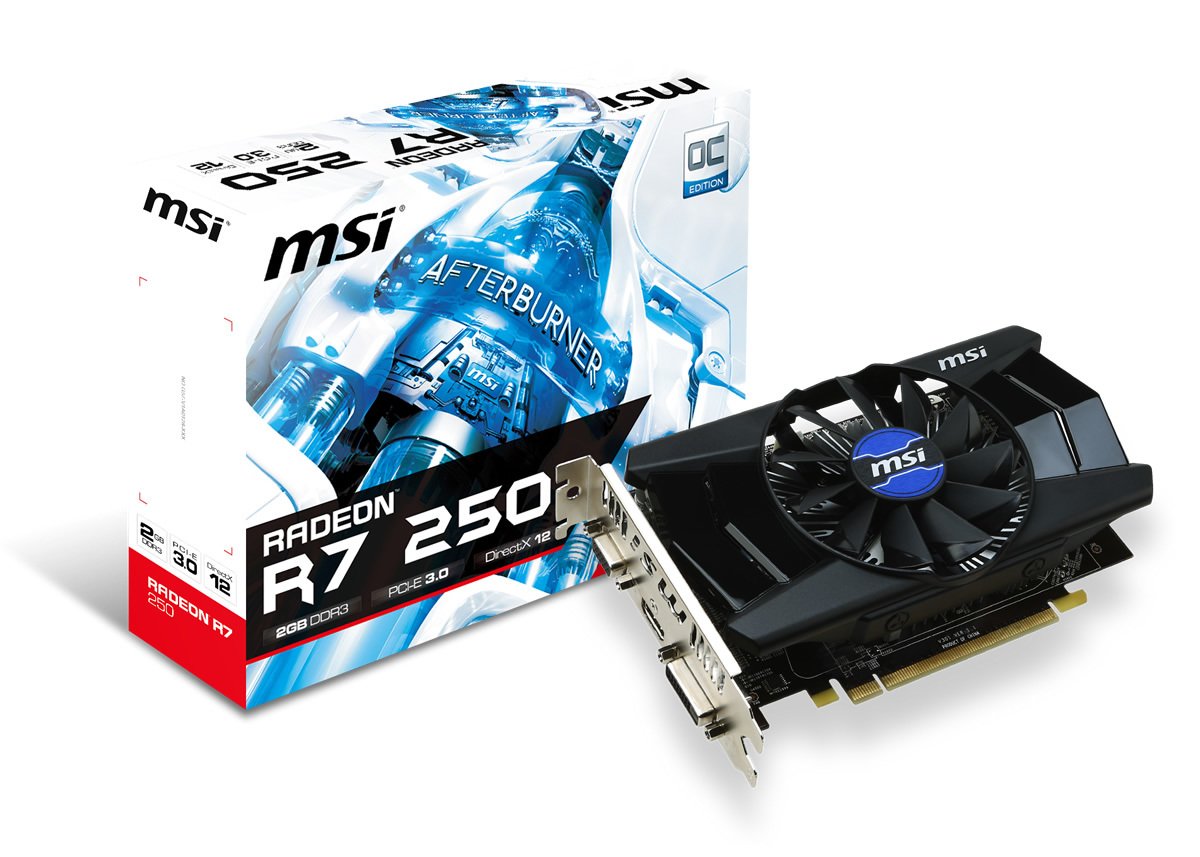 MSI VGA R7 250 2GD3 OCV1 R7250 2GB DDR3 128B DX12 PCIE 3.0 X16 (1XVGA 1XDVI 1XHDMI)