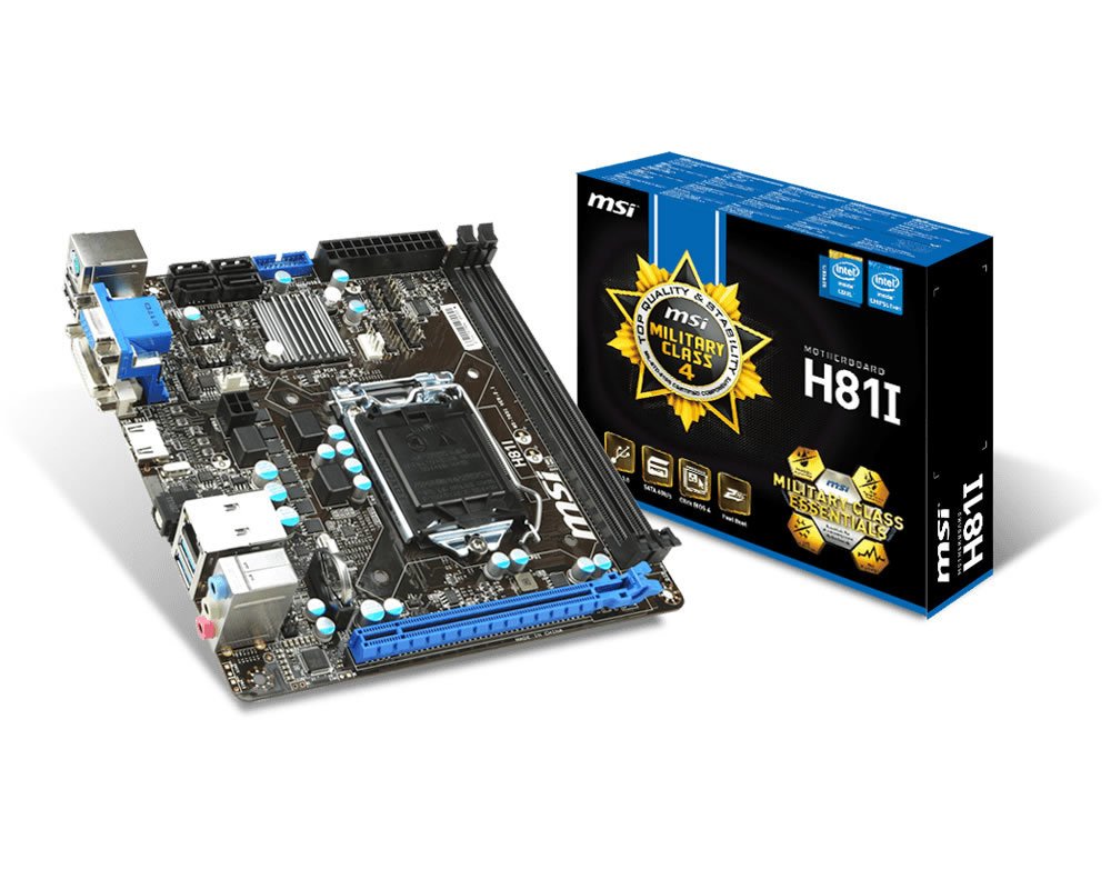 MSI H81I SOKET 1150 DDR3 VGA DVI USB3.0 mini ITX