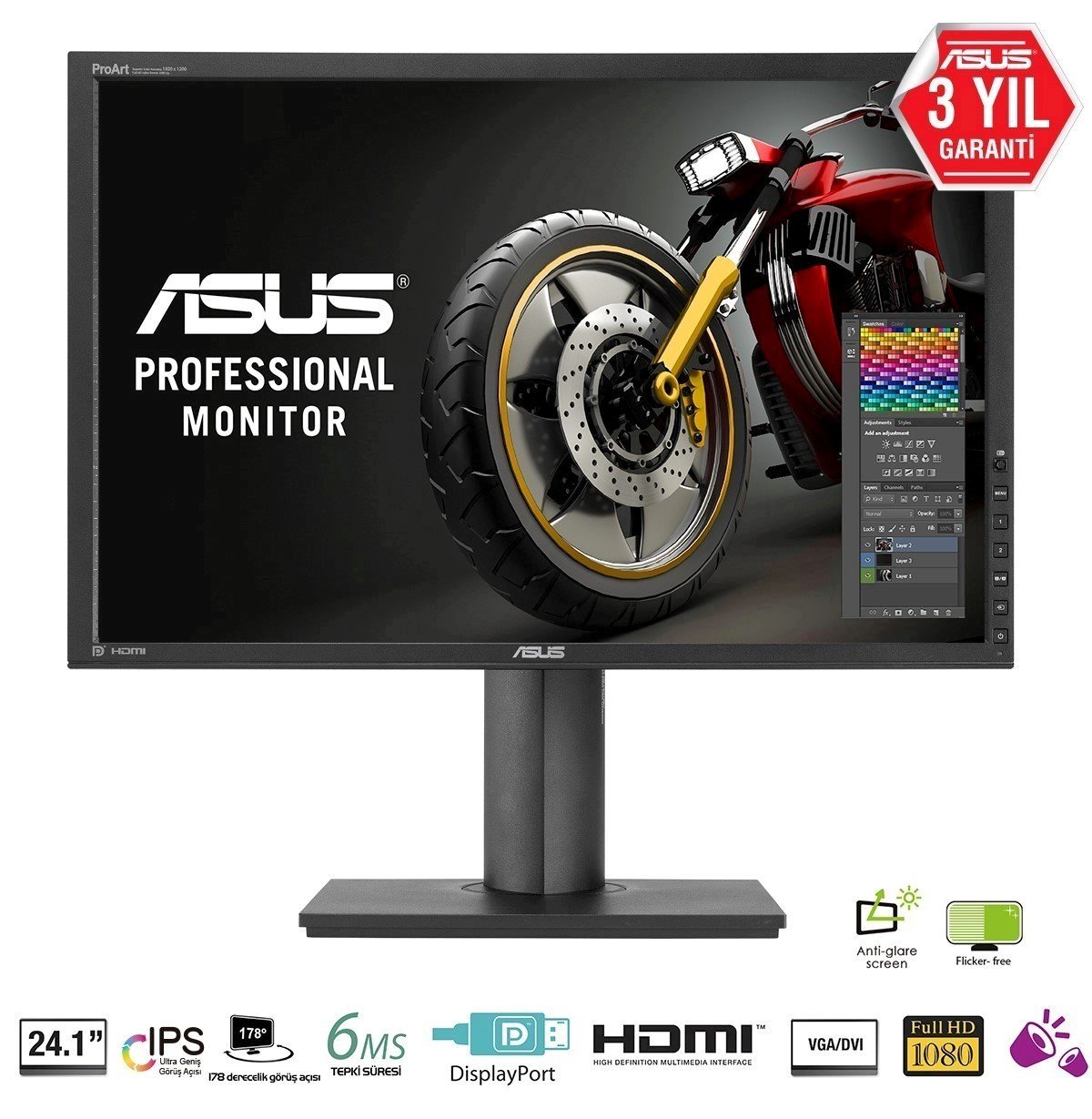 24,1 ASUS PA248Q IPS 1920x1200 6ms 3YIL DisplayPort,HDMI,VGA,DVI  VESA 100% sRGB, Pivot