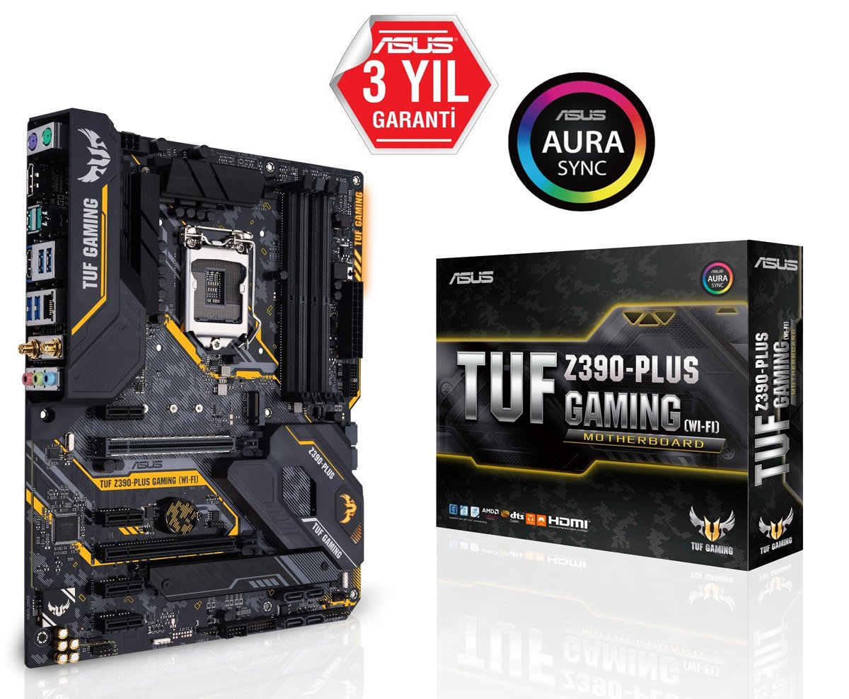 ASUS TUF Z390-PLUS GAMING INTEL Z390 LGA1151 DDR4 4400 DP HDMI ÇİFT M2 USB3.1 AURA RGB ATX