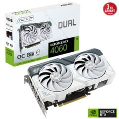 Asus RTX 4060 Dual White OC Edition DUAL-RTX4060-O8G-WHITE 128 Bit GDDR6 8 GB Ekran Kartı