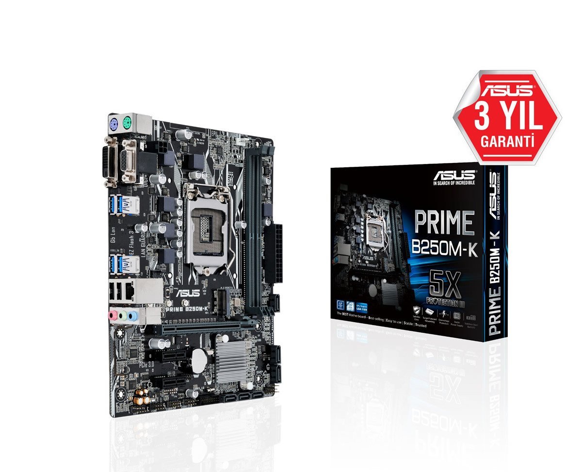 ASUS PRIME B250M-K INTEL B250 LGA1151 DDR4 2400 DVI VGA M2 USB3.1 MATX
