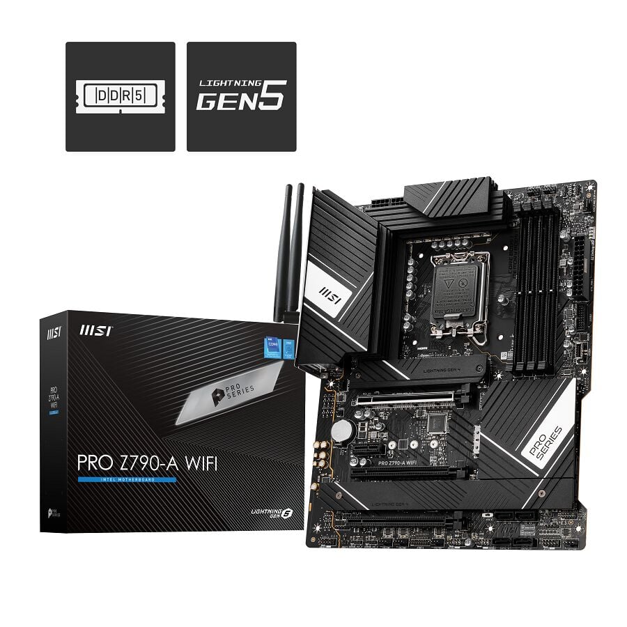 MSI MB PRO Z790-A WIFI SOKET 1700 DDR5 7200MHZ(OC) PCI-E Gen5 M.2 USB3.2 DP HDMI 1x2.5G LAN WI-FI 6E ATX Anakart