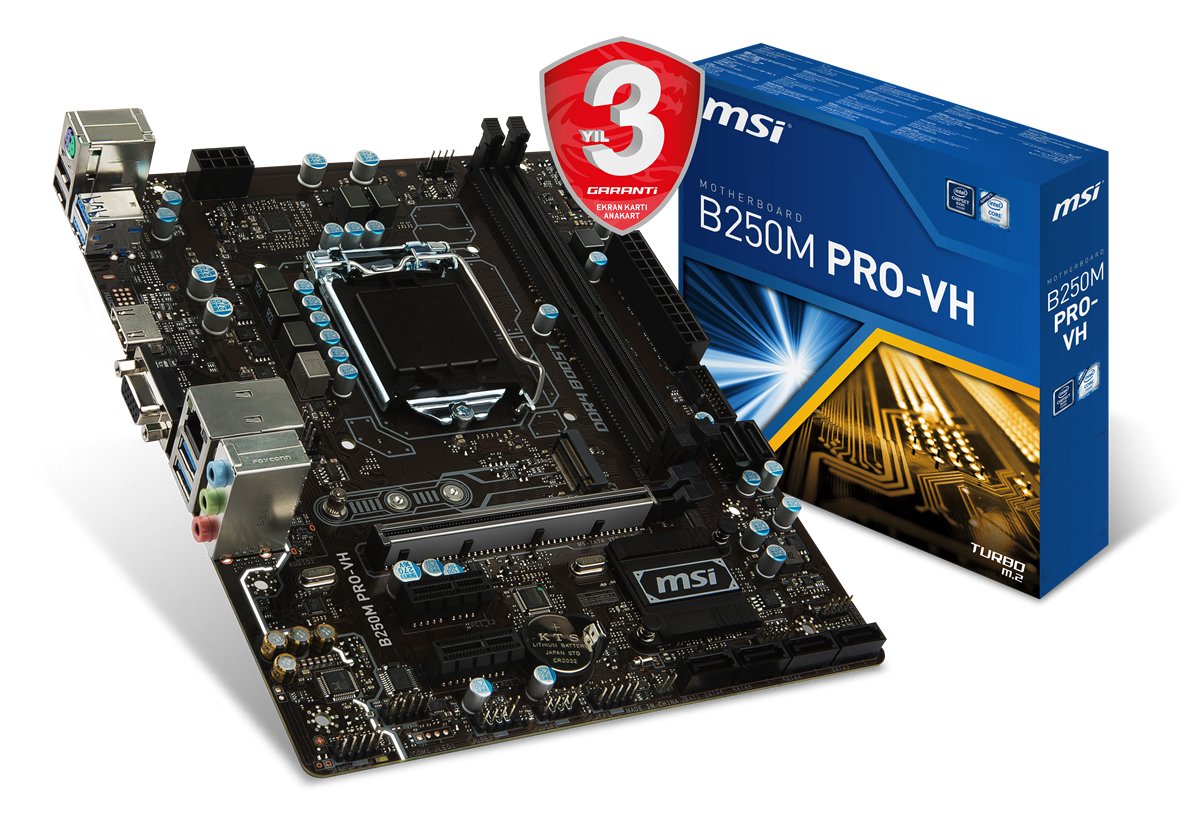 MSI B250M PRO-VH SOKET 1151 DDR4 2400 VGA HDMI M.2 USB3.1 mATX