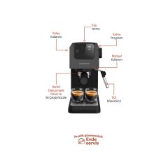 GRUNDİG KSM 4330 Delisia Coffee Yarı Otomatik Süt Köpürtücülü Espresso Makinesi