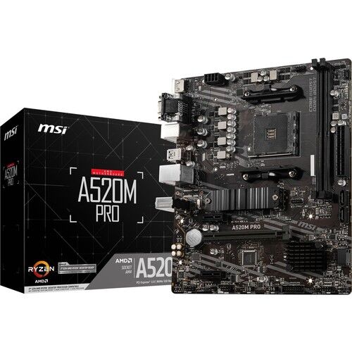 MSI A520M PRO AM4 DDR4 4600(OC) VGA DVI HDMI M.2 USB3.2 mATX  Anakart