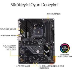 ASUS TUF GAMING B550-PLUS (WI-FI) AMD B550 AM4 DDR4 4400 DP HDMI Çift M2 USB3.2 ARGB 2.5Gbit LAN ATX Anakart