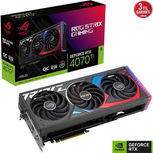 ASUS GEFORCE RTX 4070 TI ROG-STRIX-RTX4070TI-O12G-GAMING 12GB GDDR6X 192bit 2790MHz OC 2xHDMI 3xDP RGB EKRAN KARTI
