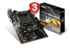 MSI A320M PRO-VD/S AM4 DDR4 3200(OC) DVI VGA USB3.1 mATX