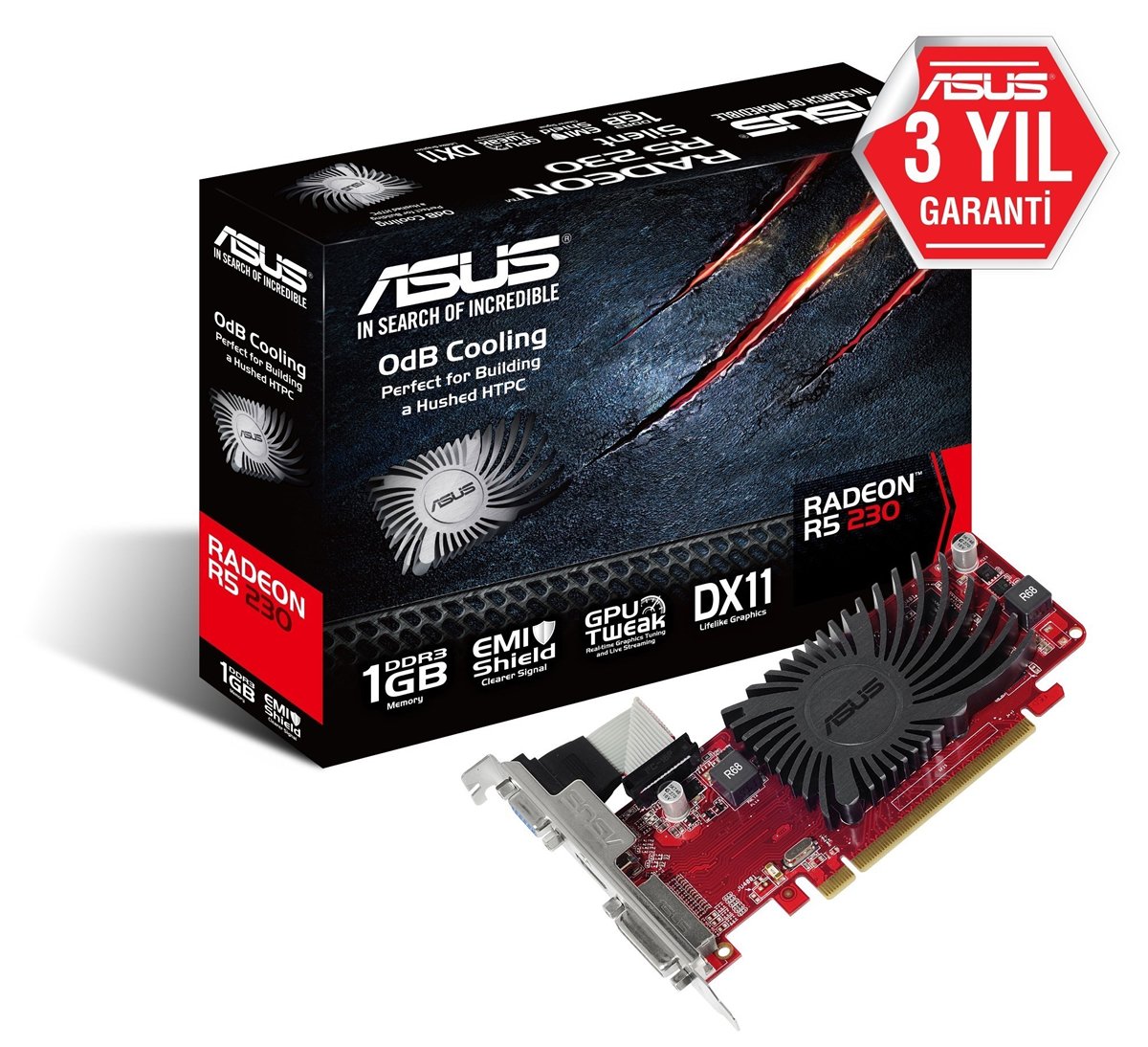 ASUS RADEON R5230-SL-1GD3-L 1GB DDR3 64bit 625Mhz 1xDVI 1xHDMI Low Profil EKRAN KARTI