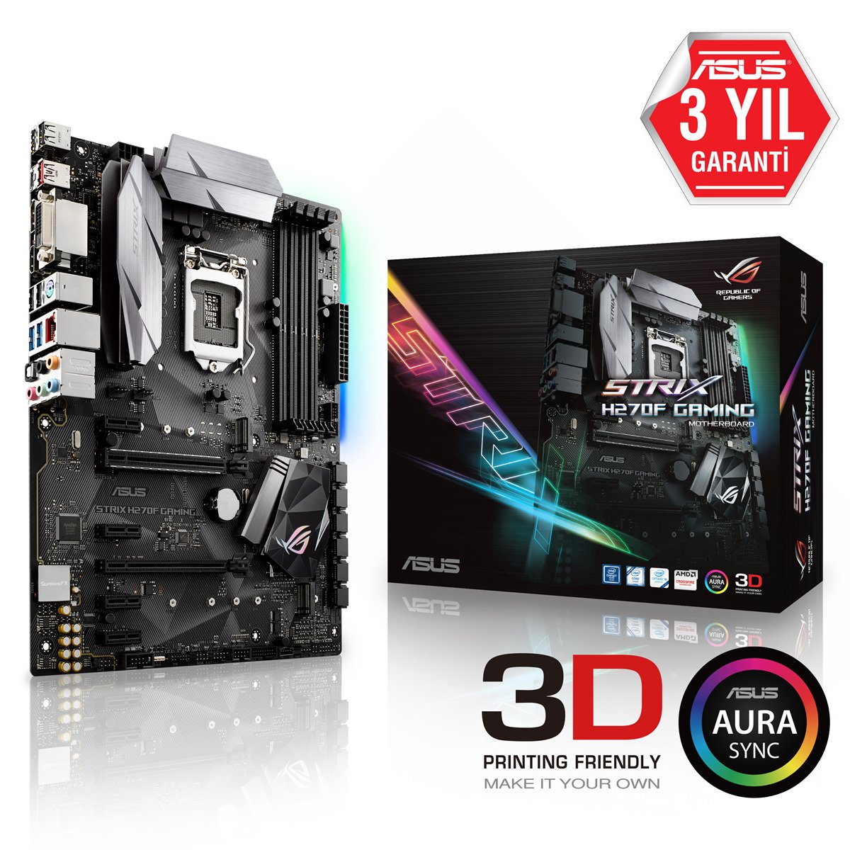 ASUS ROG STRIX H270F GAMING INTEL H270 LGA1151 DDR4 2400 DP HDMI DVI M2 USB3.1 AURA RGB ATX