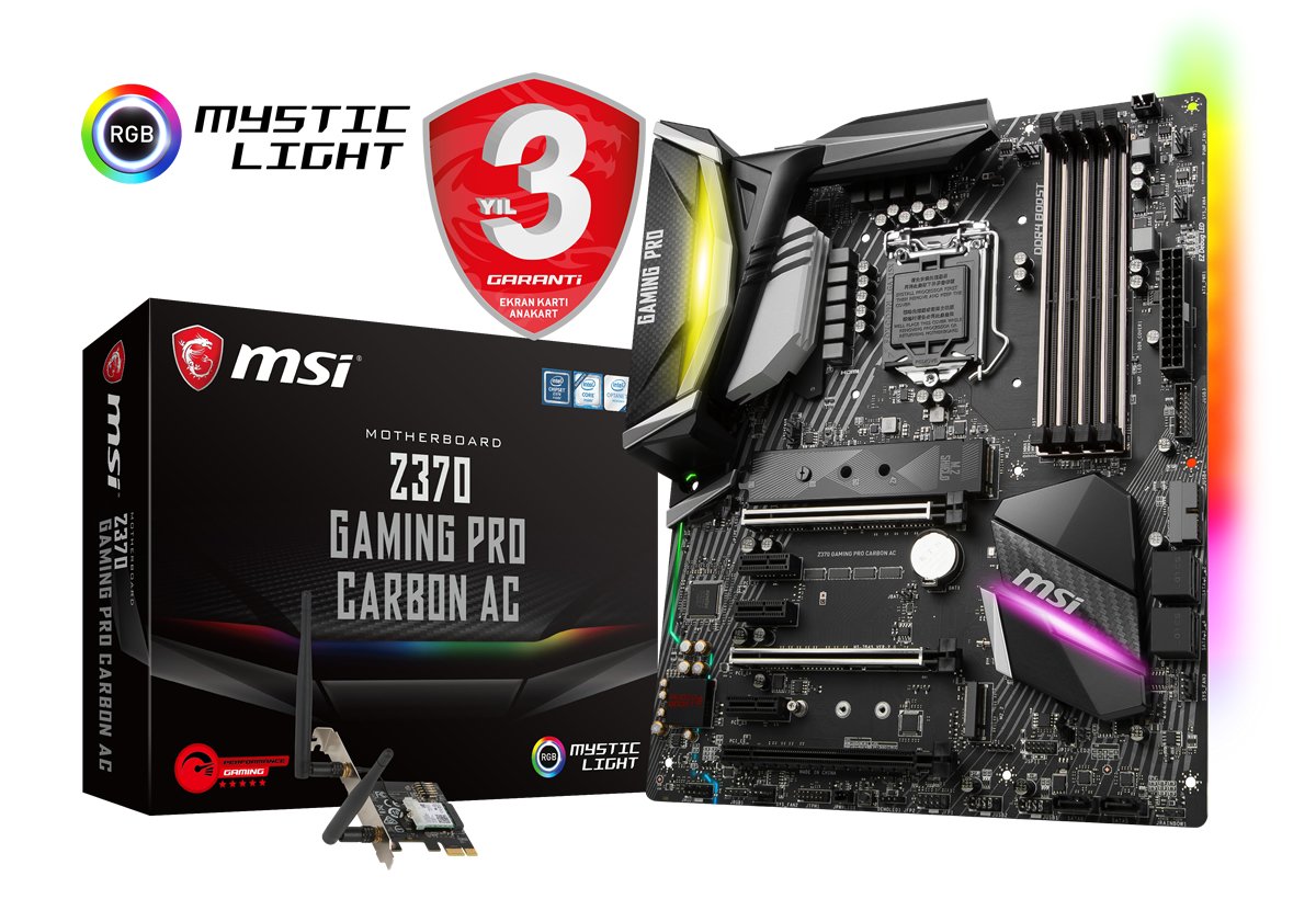 MSI Z370 GAMING PRO CARBON AC SOKET 1151 DDR4 4000(OC) HDMI DP M.2 USB3.1 RGB WIFI ATX