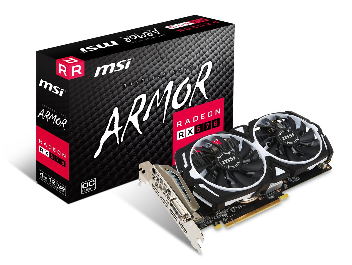 MSI VGA RADEON RX 570 ARMOR 4G OC RX570 4GB GDDR5 256B DX12 PCIE 3.0 X16 (1XDVI 1XHDMI 3XDP)