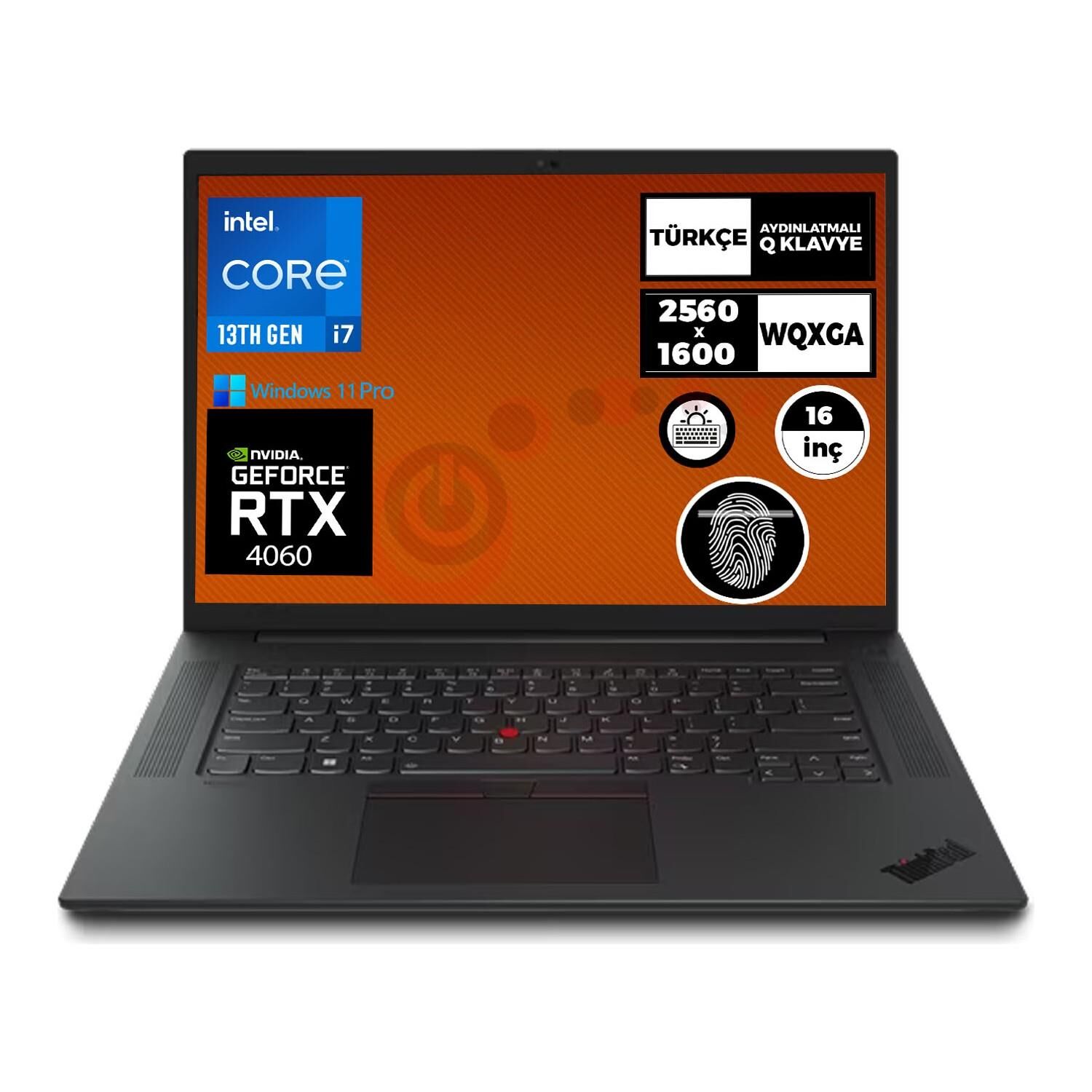 Lenovo Mws Thinkpad P1 Gen 6 I7-13800H 64GB 1tb SSD 8gb Rtx 4060 16'' Wqxga Windows 11 Pro Taşınabilir Iş Istasyonu 21FV000GTX 005