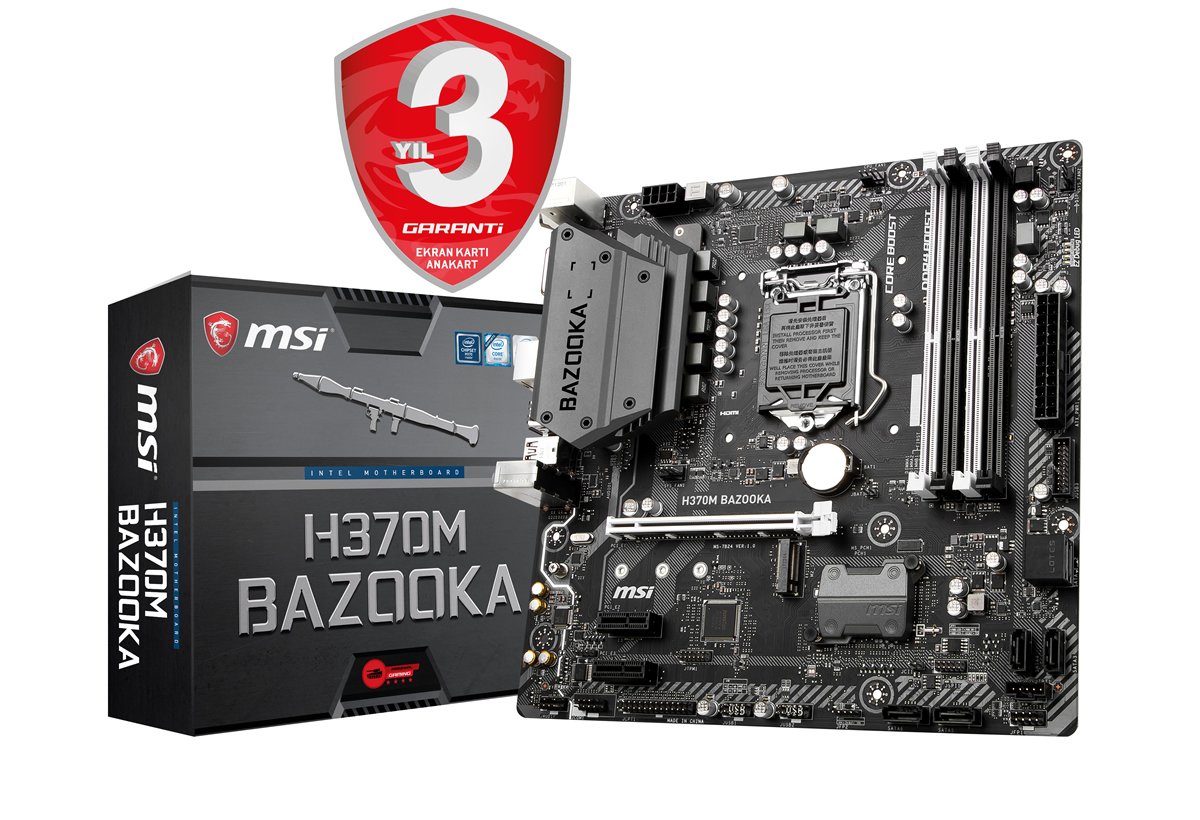 MSI H370M BAZOOKA SOKET 1151 DDR4 2666 DVI HDMI M.2 USB3.1 mATX