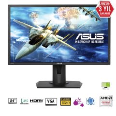 24 ASUS VG245H Gaming, LED, Free-Sync 1920x1080 1ms, 75hz 3YIL HDMIx2,VGA MM VESA, EyeCare, Yükseklik ayarlanabilir,Pivot