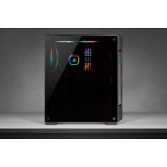 CORSAIR CC-9011190-WW ICUE 220T RGB CAM ON PANEL TEMPERLI CAM YAN PANEL MID TOWER OYUNCU BILGISAYAR KASASI SIYAH