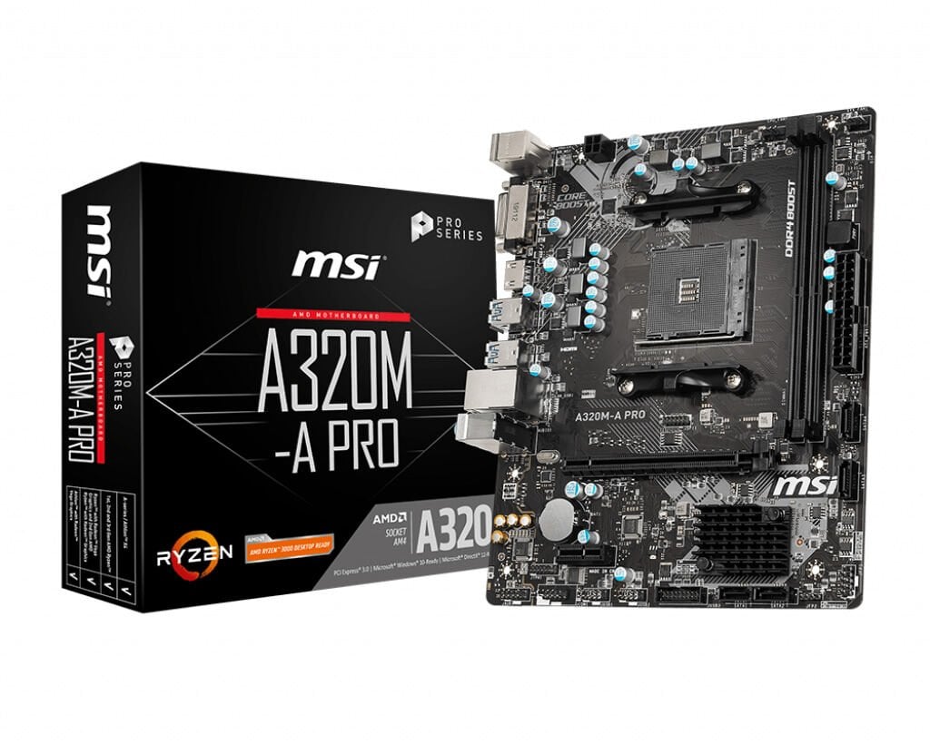 MSI A320M-A PRO AM4 DDR4 3200(OC) DVI HDMI USB3.2 mATX Anakart