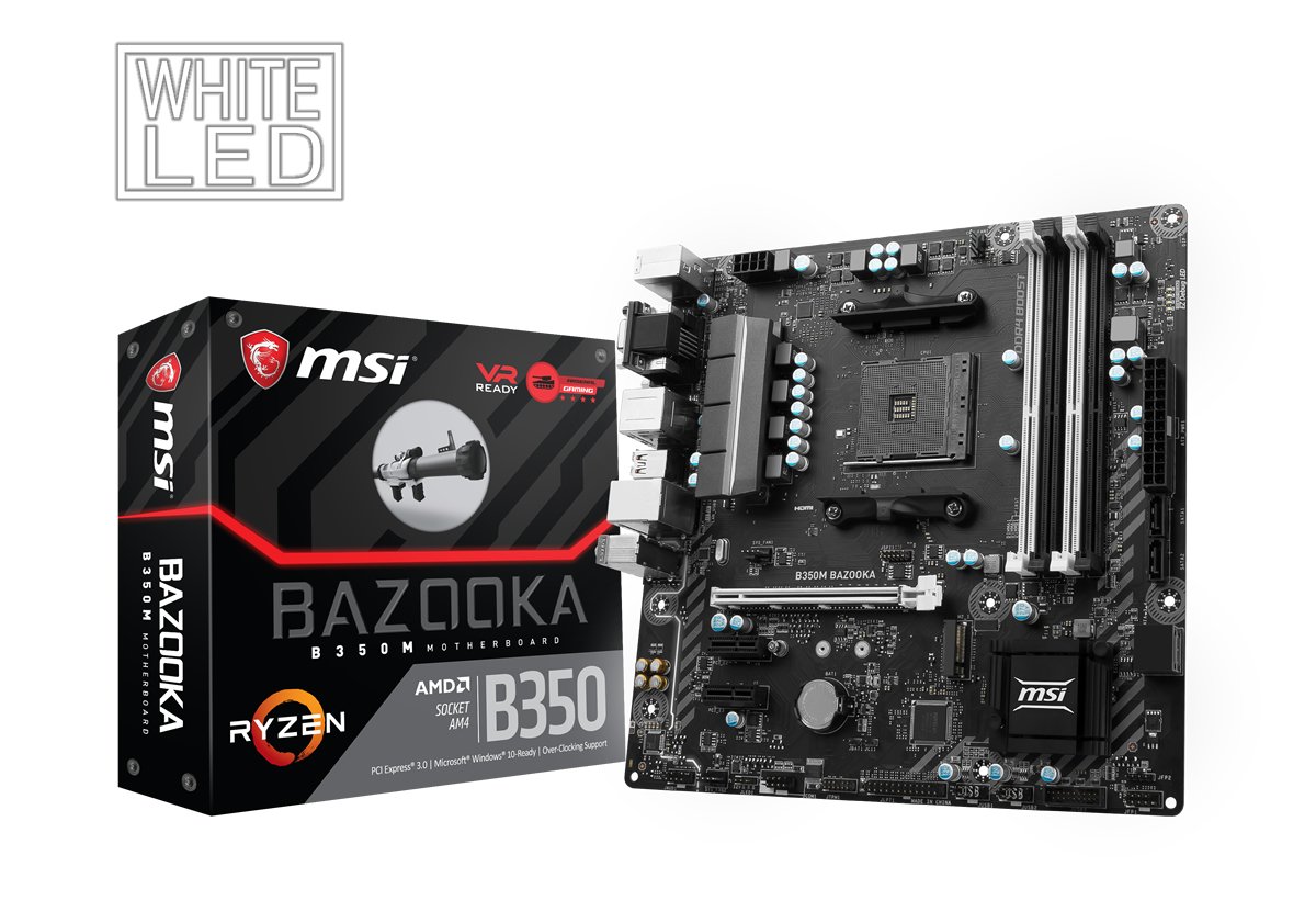 MSI B350M BAZOOKA AM4 DDR4 DVI HDMI M.2 USB3.1 mATX