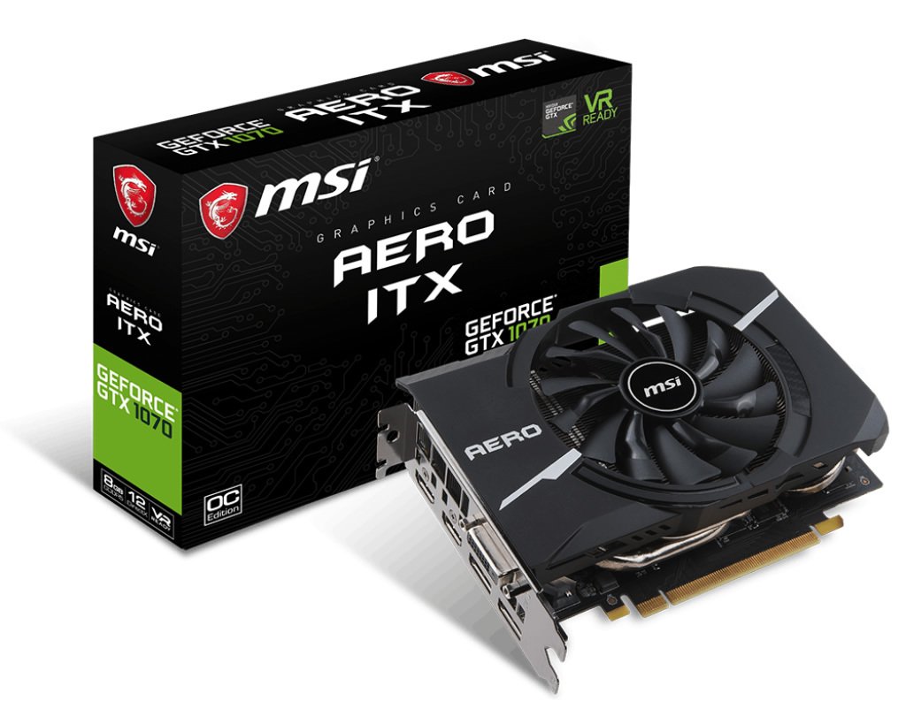 MSI VGA GEFORCE GTX 1070 AERO ITX 8G OC GTX1070 8GB GDDR5 256B DX12 PCIE 3.0 X16 (1XDVI 2XHDMI 2XDP)