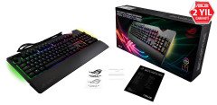 ASUS ROG STRİX FLARE AURA SYNC RGB BİLEK DESTEĞİ MEKANİK OYUNCU KLAVYE - TÜRKÇE TUS DİZİLİMİ CHERRY MX BLUE