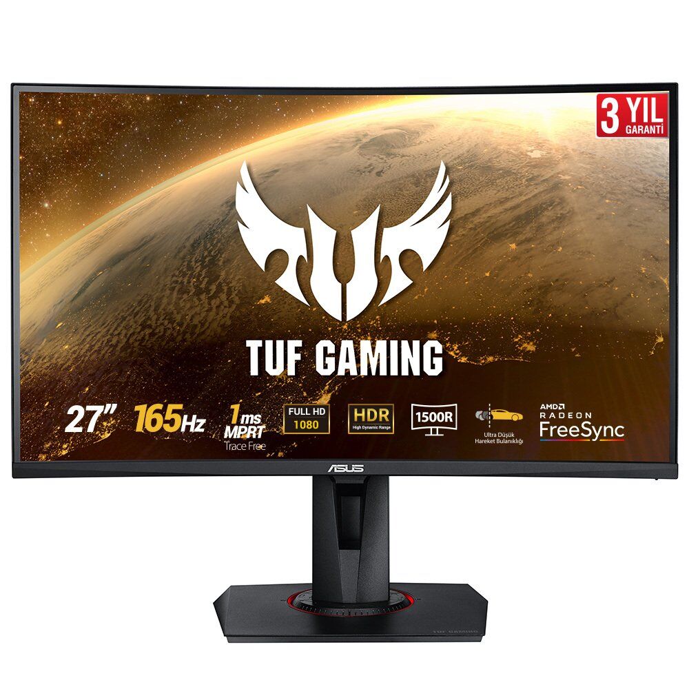 !! OUTLET !! Asus 27'' TUF Gaming VG27VQ 1ms 165hz HDMI,DisplayPort Curved Gaming Monitör !! OUTLET