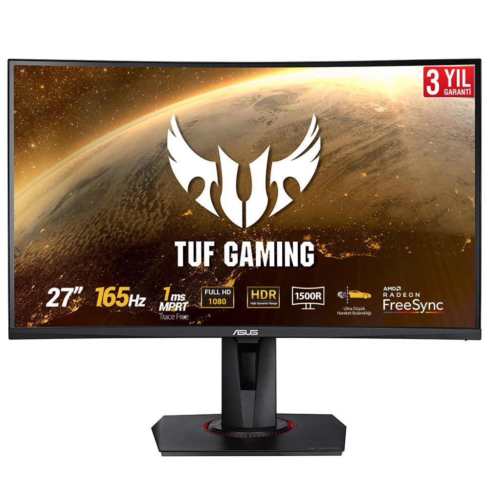 Asus TUF Gaming VG27VQ 27'' 165Hz 1ms (HDMI+Display+DVI-D) FreeSync Full HD Curved Monitör