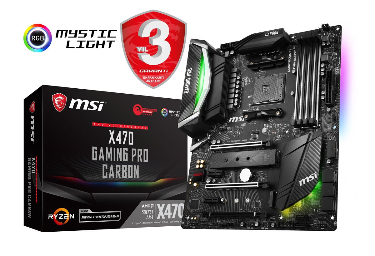 MSI X470 GAMING PRO CARBON AM4 DDR4 3466(OC) HDMI DP M.2 USB3.1 RGB ATX