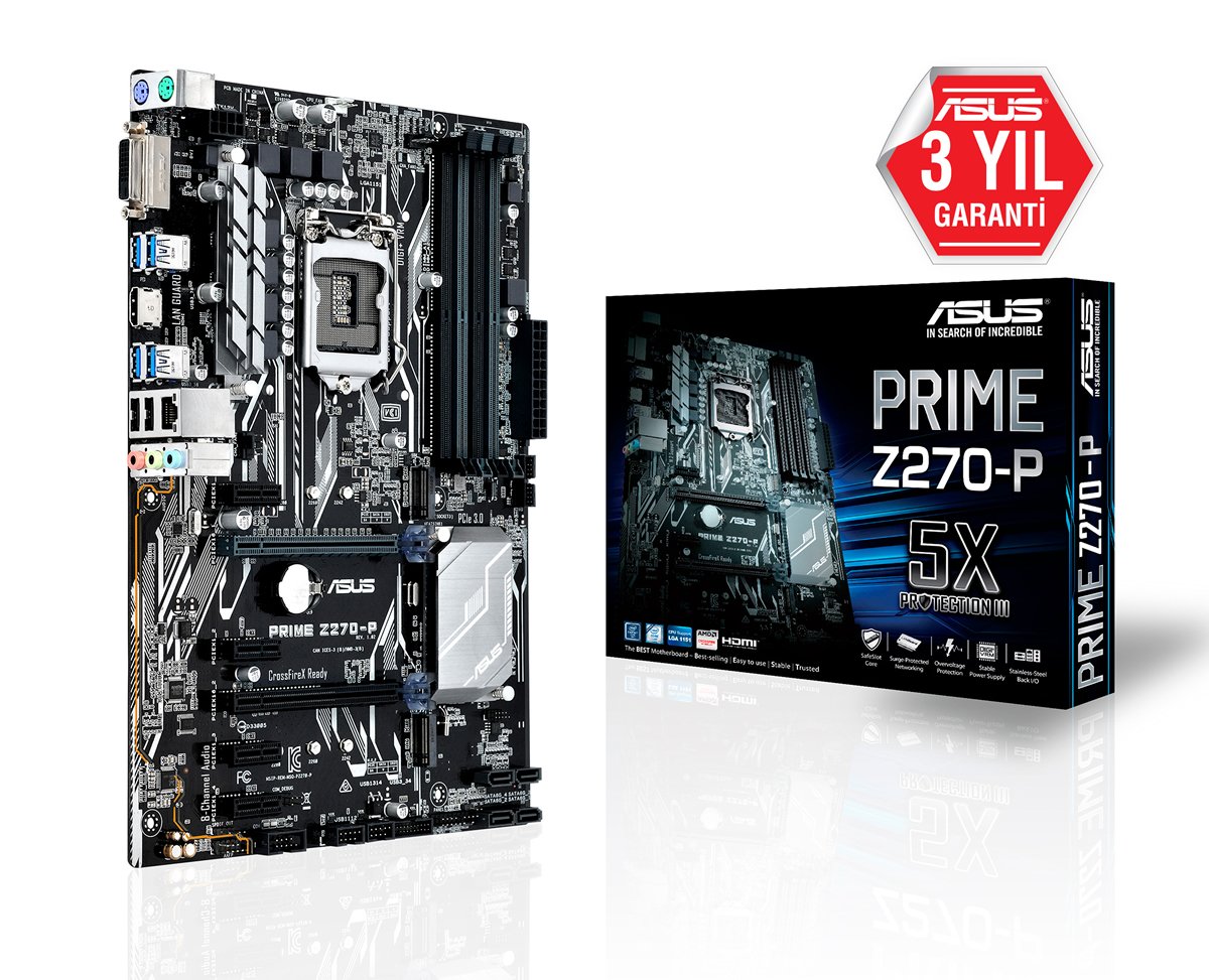 ASUS PRIME Z270-P LGA1151 Z270 Soket 1151 DDR4 3866MHz (OC) ANAKART