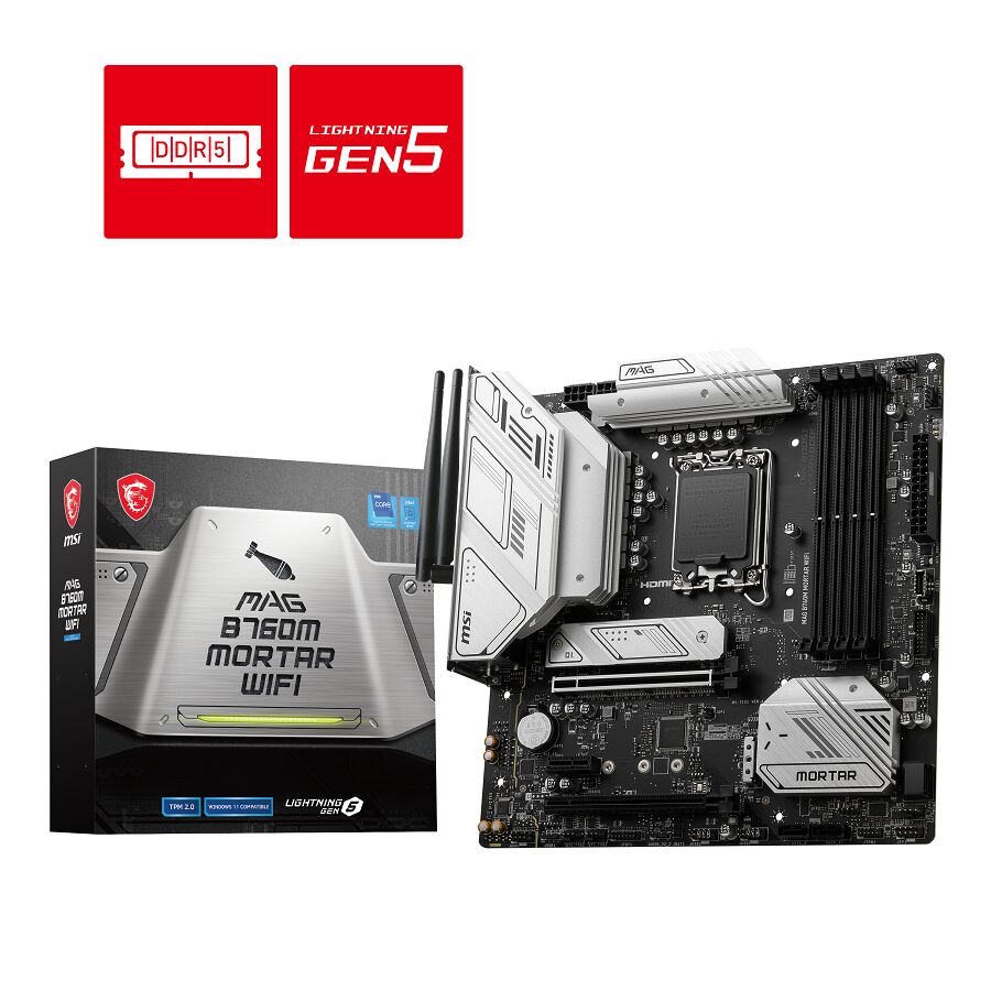 MSI Mag B760M Mortar Wi-Fi Intel LGA1700 DDR5 Micro ATX Anakart