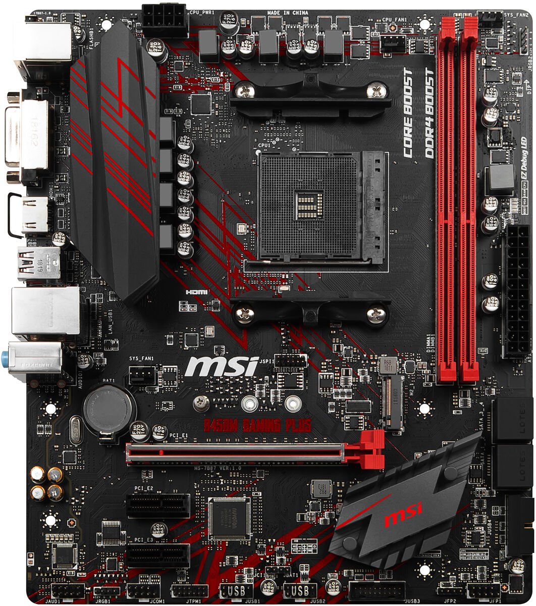 MSI B450M GAMING PLUS AM4 DDR4 3466(OC) DVI HDMI USB3.1 mATX