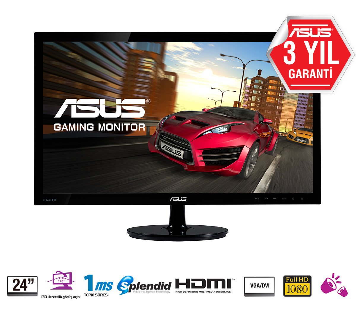 24 ASUS VS248HR Gaming, LED 1920x1080 1ms 3YIL HDMI,DVI,VGA  VESA 